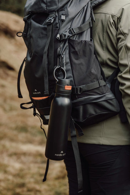 Nordic Drift Trail RCS Single Wall Water Bottle 750ml - Custom Wood DesignsNordic Drift Trail RCS 750ml stainless steel single wall water bottle with black cap and sleek design for outdoor hydration.DrinkwareND310.0301Recycled Stainless steelblack
