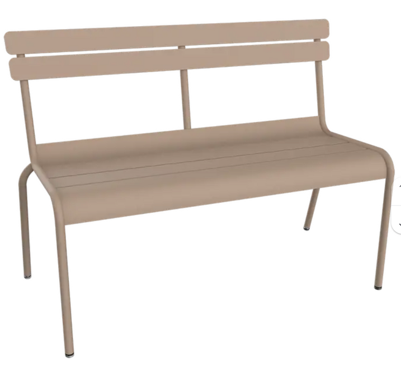 Load image into Gallery viewer, Fermob Luxembourg 2/3-seater outdoor bench with backrest in nutmeg, suitable for patio or hallway seating.
