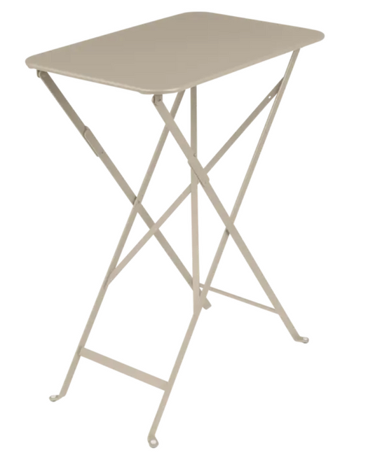 Fermob Bistro folding table in beige with rectangular steel design, ideal for outdoor use, measuring 57 x 37 cm.