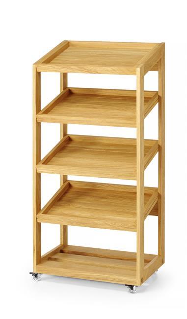 Load image into Gallery viewer, Oak 4-tier buffet stand Madeira 574x400x1197 mm - Custom Wood DesignsFine Dine Oak 4-tier buffet stand with Madeira finish, measuring 574x400x1197 mm, showcasing multiple shelves for serving.Buffet stand991270
