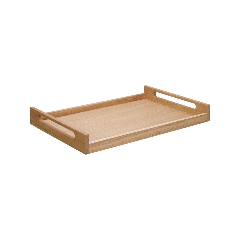 Load image into Gallery viewer, Oak Room Service Tray 603×402mm - Custom Wood DesignsFine Dine oak room service tray measuring 603x402mm, featuring a smooth wooden surface and sturdy handles for serving.Tray505816
