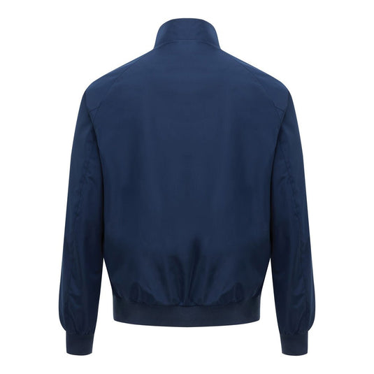 Iqoniq Odin recycled polyester urban jacket in navy with custom wood design, showcasing durable textile and modern streetwear style.