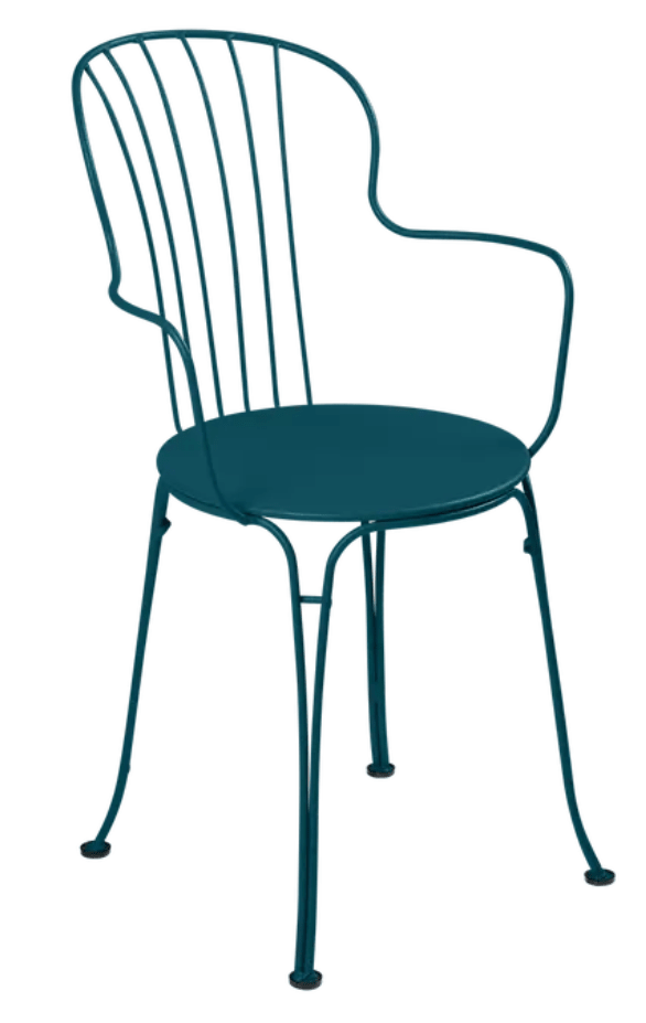Load image into Gallery viewer, Fermob OPÉRA+ outdoor metal armchair with curved design and colorful finish, ideal for patio or garden seating.

