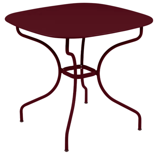 Black Fermob OPÉRA+ Carronde outdoor metal table, 82x82 cm, suitable for patio or garden dining and outdoor seating.