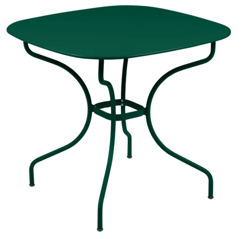 Load image into Gallery viewer, Cedar green Fermob OPÉRA+ Carronde outdoor metal table with 82x82 cm square top, ideal for garden or patio use
