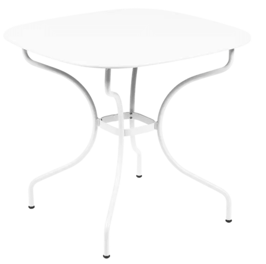 Fermob OPÉRA+ Carronde outdoor metal table in cotton white, 82x82 cm, suitable for garden or patio dining.