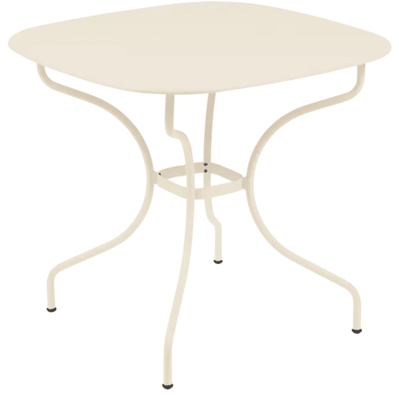Load image into Gallery viewer, Fermob OPÉRA+ Carronde outdoor metal table in latte beige, 82x82 cm, suitable for garden or patio dining.
