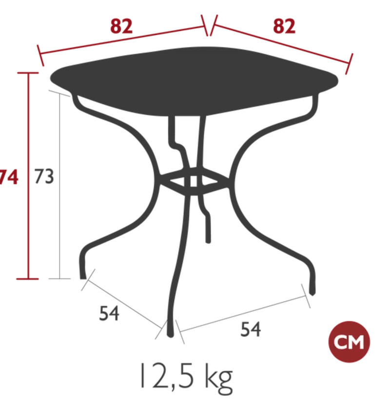 Load image into Gallery viewer, Fermob OPÉRA+ Carronde outdoor metal table, 82x82 cm, with a sleek, modern design suitable for garden or patio use.

