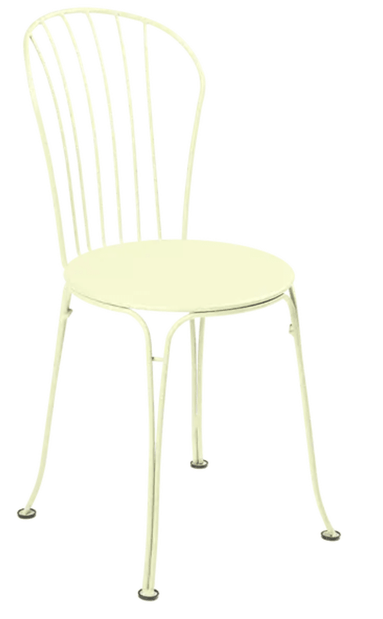 Load image into Gallery viewer, Fermob OPÉRA+ outdoor metal chair with frosted lemon finish, stylish seating for patio or restaurant outdoor dining.
