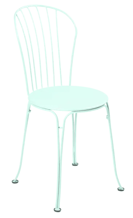 Load image into Gallery viewer, Ice Mint Fermob OPÉRA+ outdoor metal chair with sleek design, suitable for restaurant and outdoor seating areas.
