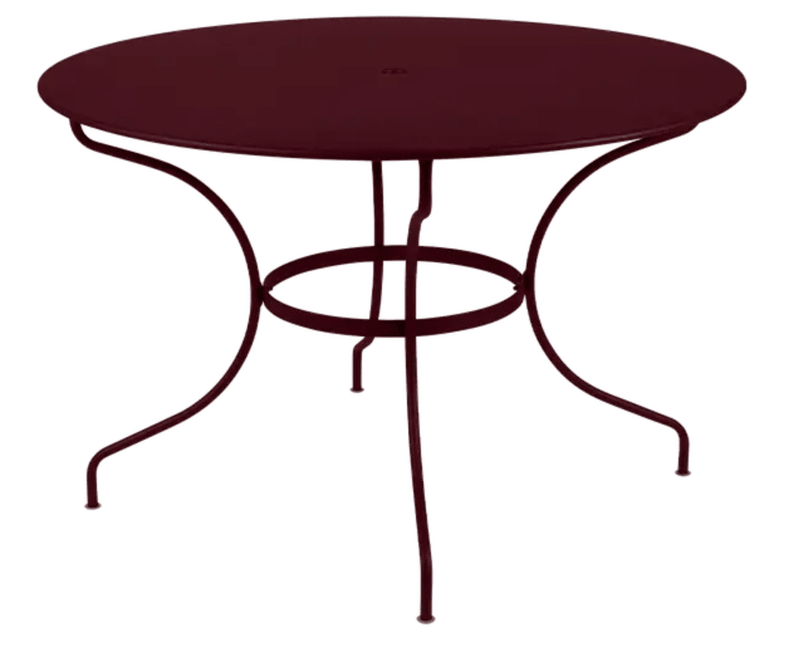 Load image into Gallery viewer, Black Fermob OPÉRA+ outdoor metal table with 117 cm diameter, six-seater design, ideal for garden or patio dining.
