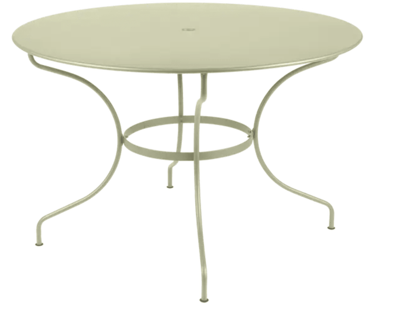 Load image into Gallery viewer, Fermob OPÉRA+ outdoor metal table with 117 cm diameter, six-seater design in Willow Green for patio or garden use.

