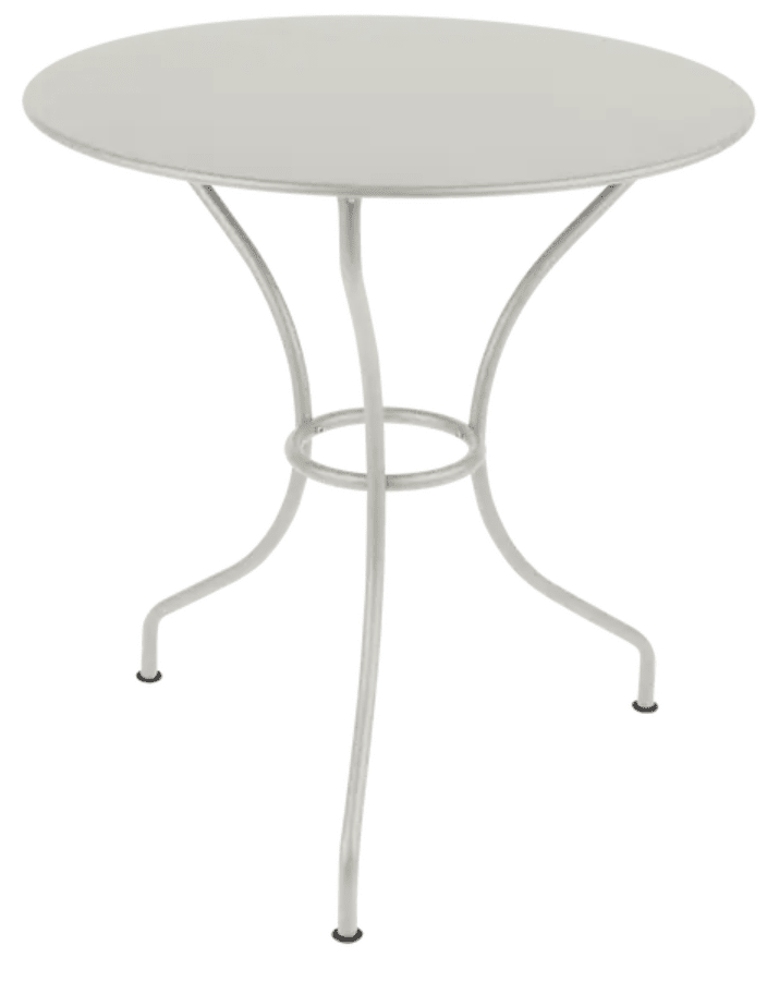 Load image into Gallery viewer, Fermob OPÉRA+ outdoor metal table with a 67 cm diameter in Clay Grey, suitable for patio or restaurant outdoor seating.
