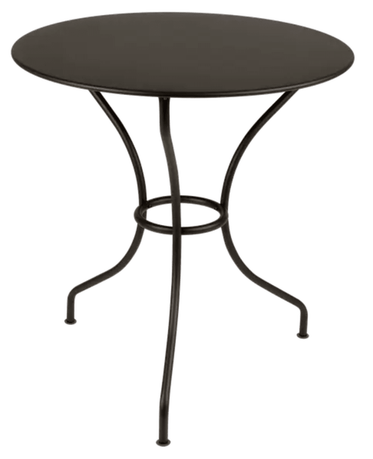 Load image into Gallery viewer, Fermob OPÉRA+ outdoor metal table with 67 cm diameter, suitable for patio or restaurant setting, shown on a patio surface
