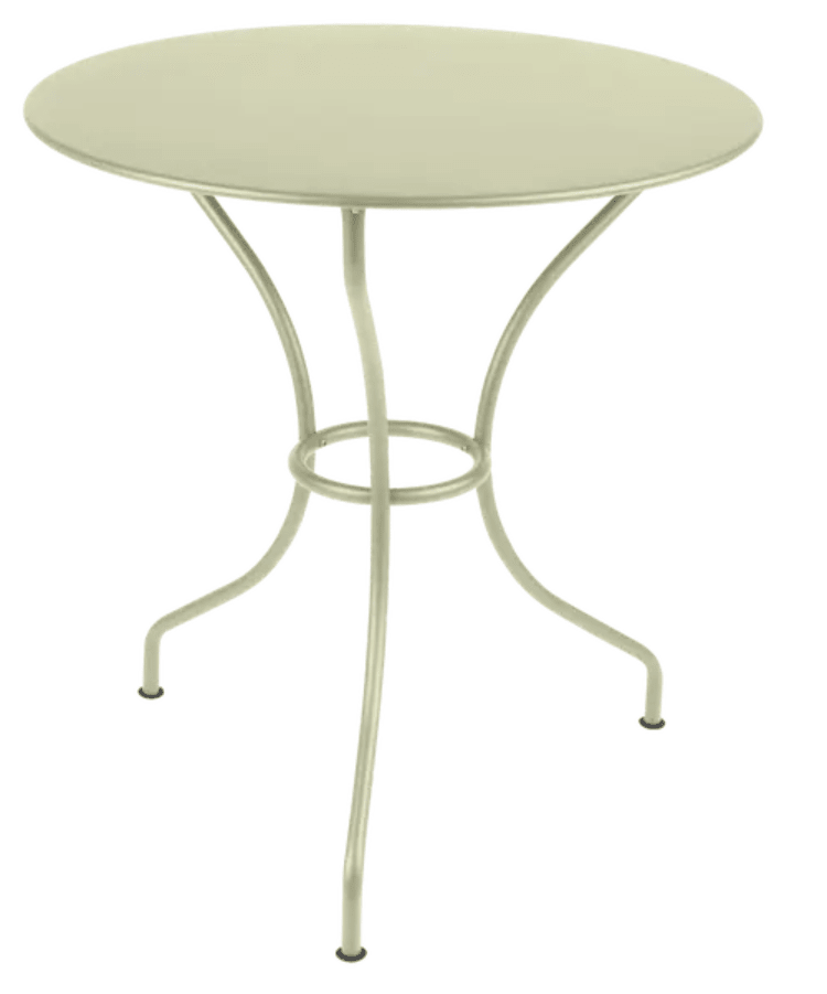 Load image into Gallery viewer, Fermob OPÉRA+ outdoor metal table in Willow Green with 67 cm diameter, suitable for patio or restaurant outdoor seating.
