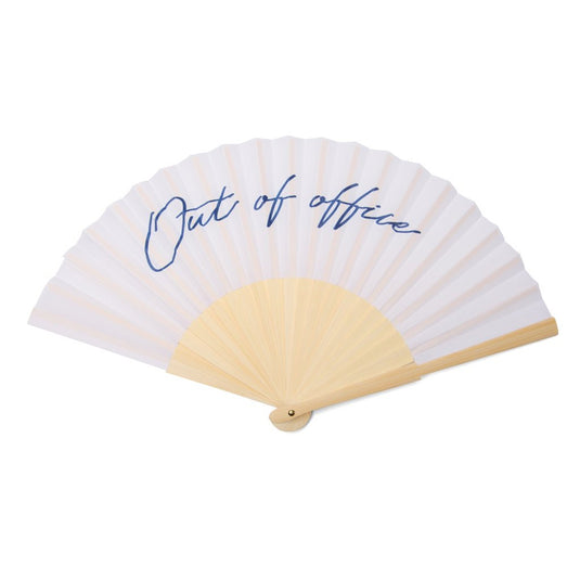Out of office hand fan - Custom Wood DesignsVinga outdoor out of office hand fan with wooden handle and fabric blade, ideal for outdoor events and hot weather.OutdoorV4532603FSC® bamboowhite