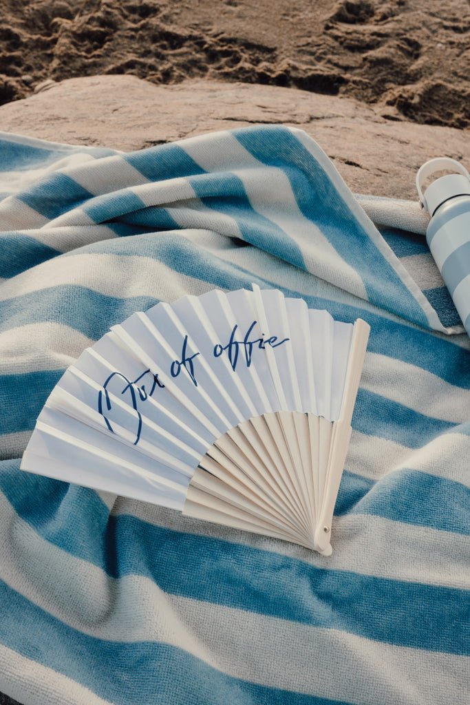Load image into Gallery viewer, Out of office hand fan - Custom Wood DesignsVinga outdoor out of office hand fan with foldable design and wooden handle, perfect for outdoor use and staying cool.OutdoorV4532603FSC® bamboowhite
