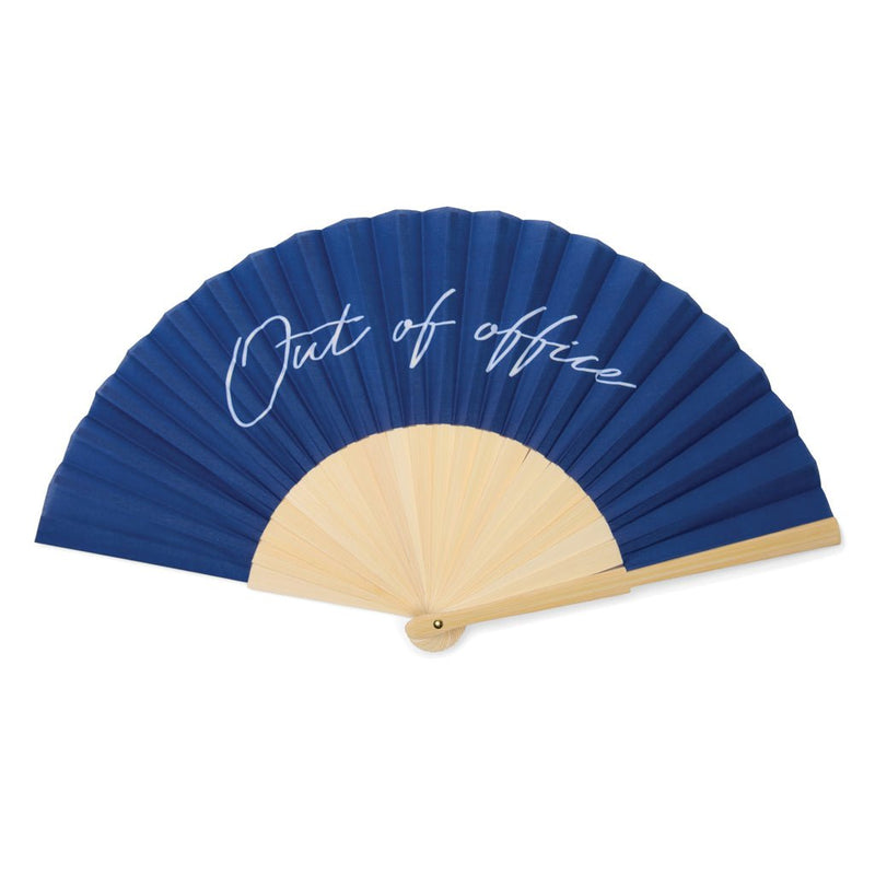Load image into Gallery viewer, Out of office hand fan - Custom Wood DesignsVinga outdoor Out of Office hand fan with logo, featuring a sleek design and lightweight construction for easy outdoor use.OutdoorV4532625FSC® bamboonavy
