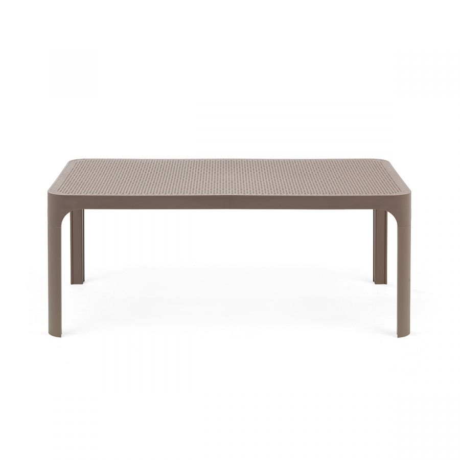Nardi Net outdoor table in white with a 100cm round tabletop, suitable for outdoor patio or garden setting.