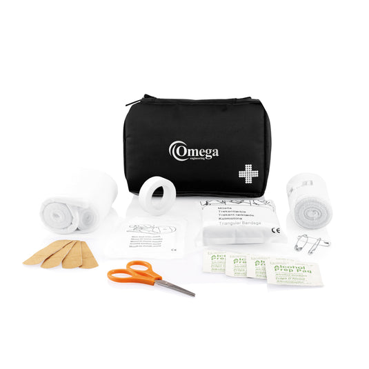 XD Collection mail size first aid kit for cars, compact safety kit with essential medical supplies for emergencies.