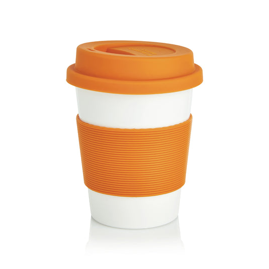 XD Collection PLA coffee cup, eco-friendly drinkware with a smooth surface and biodegradable material, suitable for hot beverages.