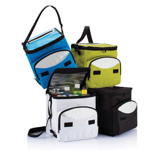 Foldable outdoor cooler bag by XD Collection with insulated interior and carrying handles, ready for outdoor activities.