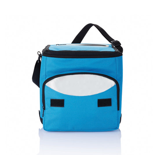 Foldable outdoor cooler bag by XD Collection with insulated interior and adjustable shoulder strap for easy carrying.