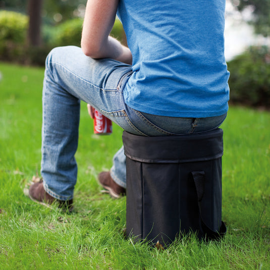 Outdoor cooler seat by XD Collection with a cushioned seat and built-in cooler for outdoor relaxation and seating.