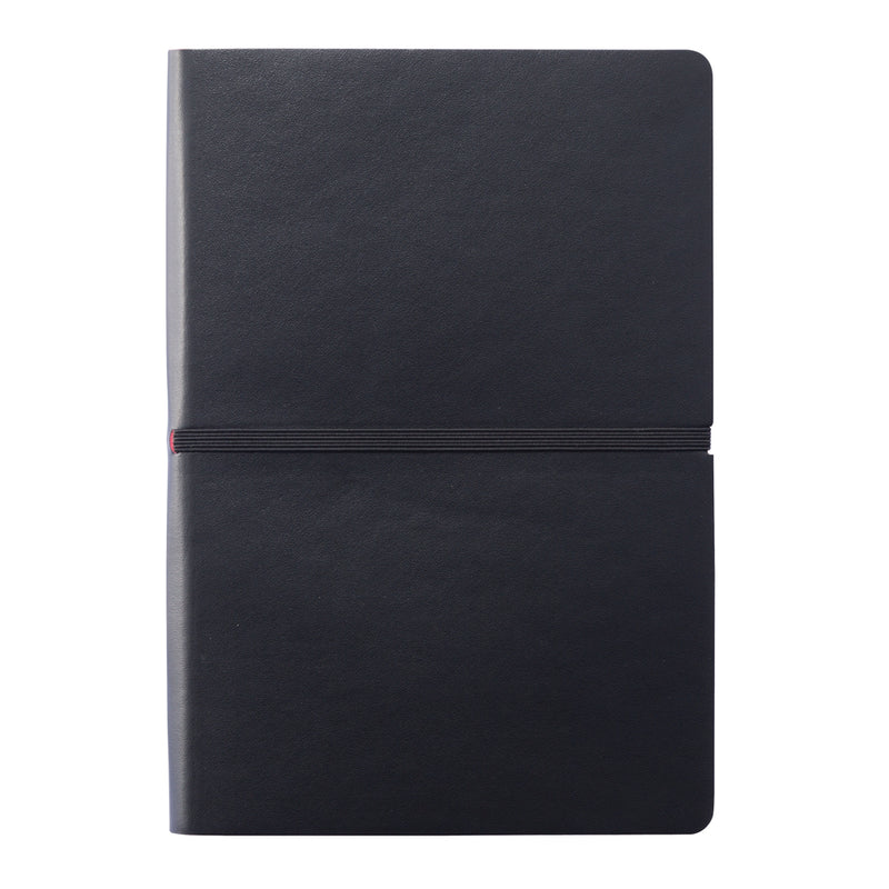 Load image into Gallery viewer, Softcover A5 notebook from XD Collection with smooth black cover and elastic closure, ideal for note-taking and journaling.
