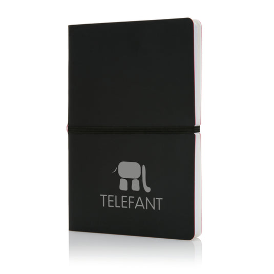Deluxe softcover A5 notebook from XD Collection featuring a sleek design and smooth paper inside.