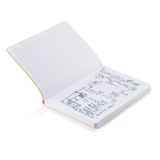 Deluxe softcover A5 notebook by XD Collection with smooth black cover and elastic band closure, ideal for notes and journaling.