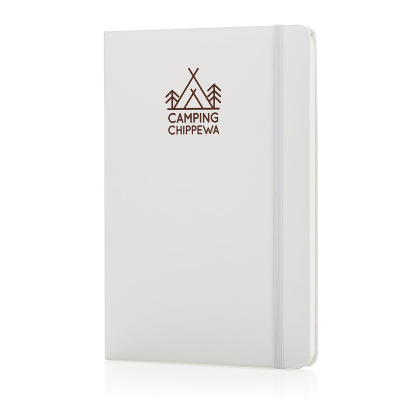 Load image into Gallery viewer, A5 hardcover notebook from XD Collection featuring a classic design with a textured black cover and elastic closure.
