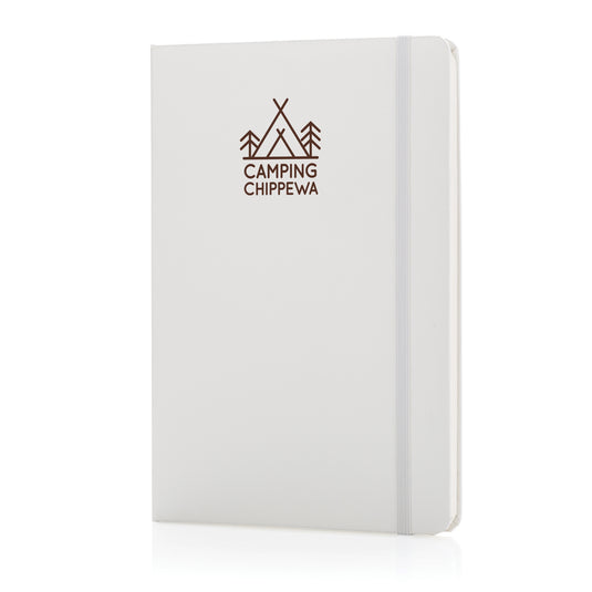 A5 hardcover notebook from XD Collection featuring a classic design with a textured black cover and elastic closure.