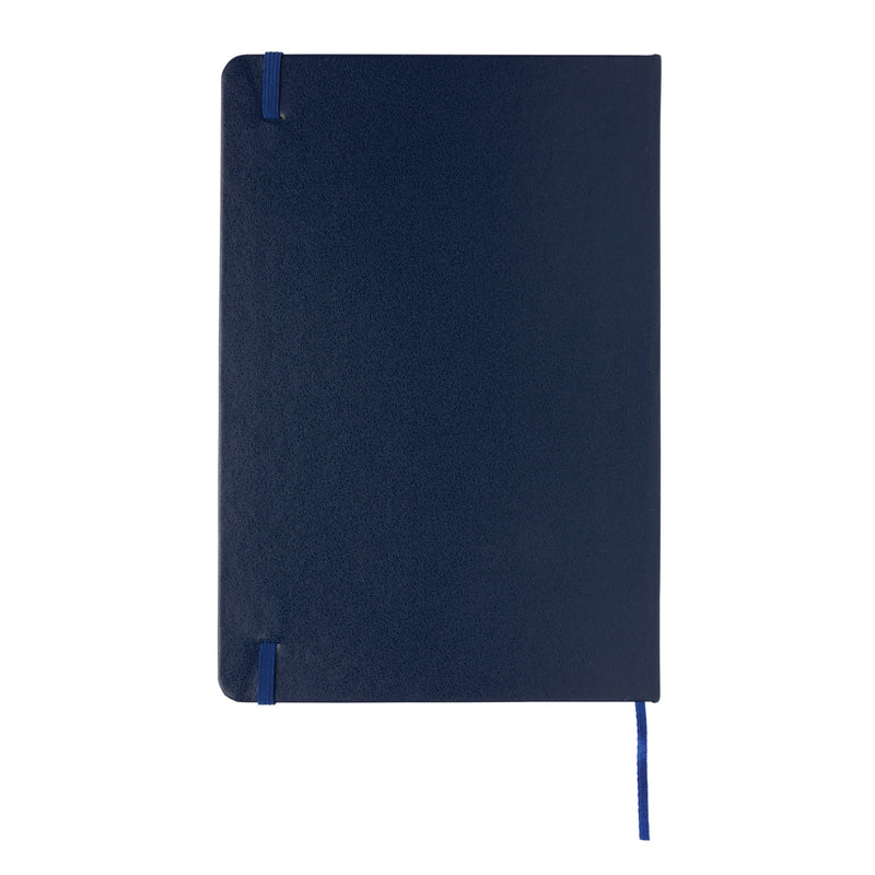 Load image into Gallery viewer, A classic hardcover A5 notebook from XD Collection with a black cover, open to show lined pages inside.

