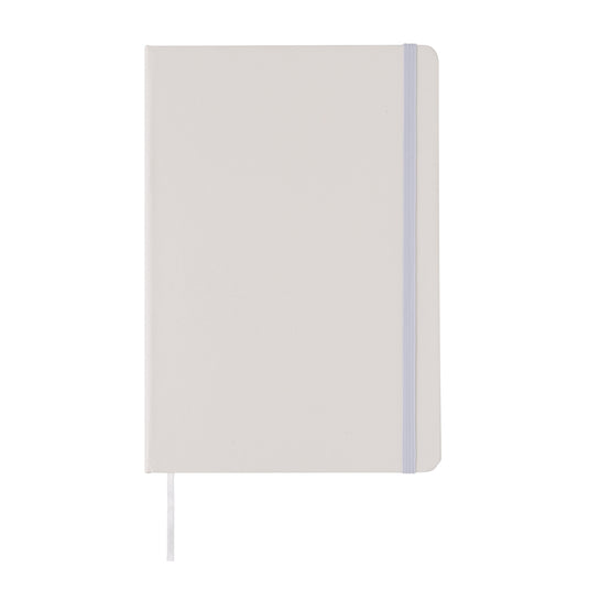 A5 plain hardcover sketchbook from XD Collection with a classic design, open to show blank pages inside.