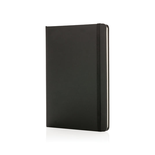 A5 hardcover PU notebook from XD Collection with a sleek black cover, ideal for writing and note-taking.