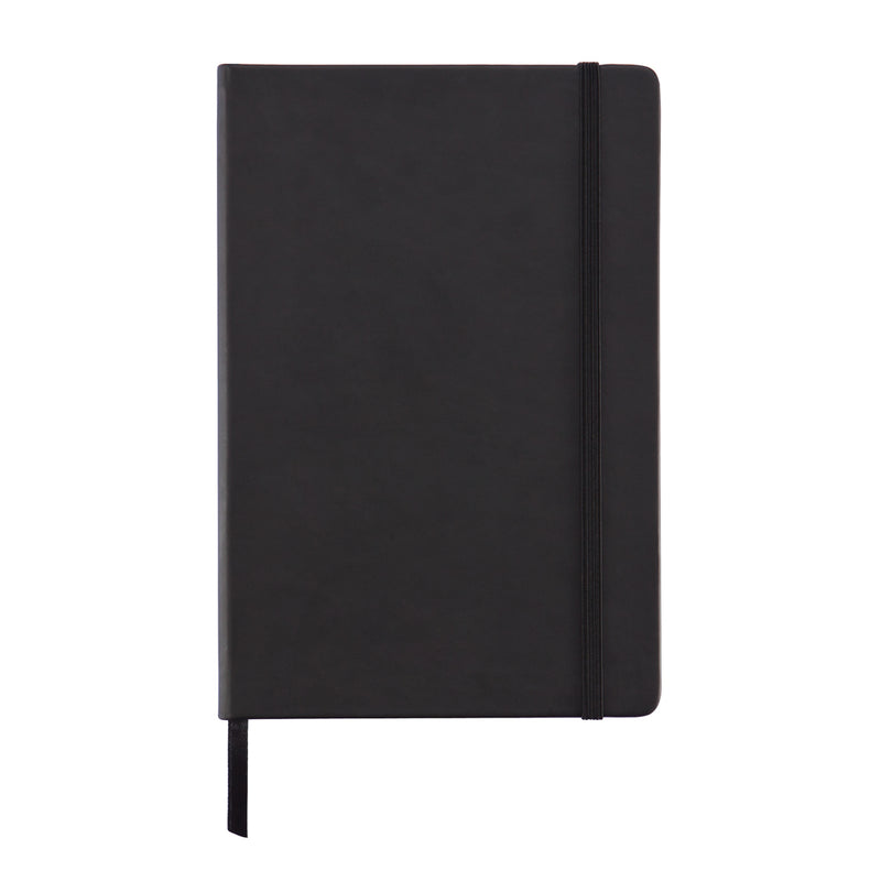 Load image into Gallery viewer, Deluxe hardcover PU A5 notebook by XD Collection with a sleek black cover and gold foil accents on the front.
