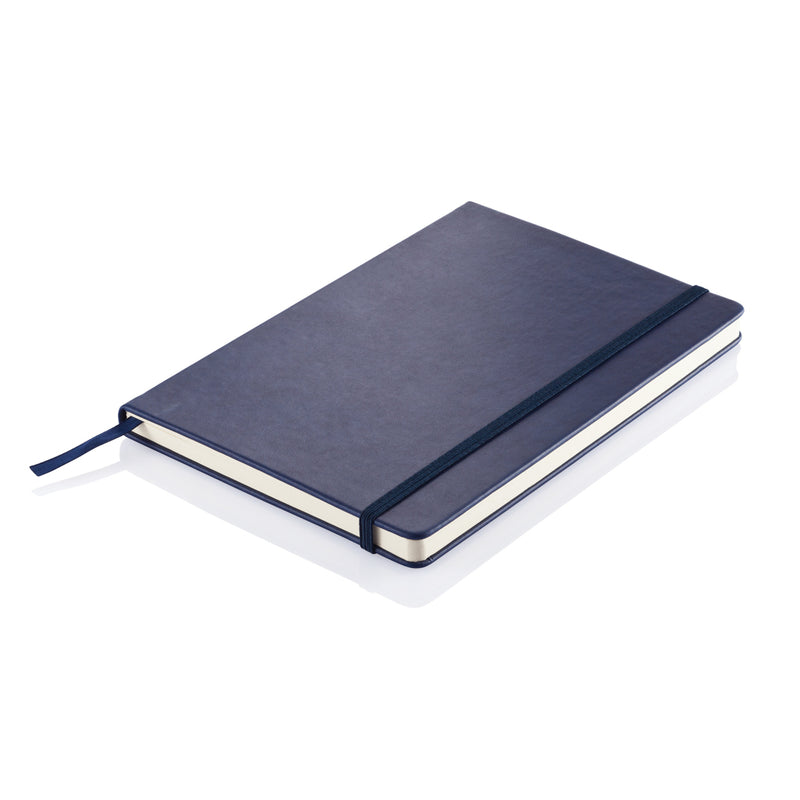 Load image into Gallery viewer, Deluxe hardcover PU A5 notebook from XD Collection with black cover and elastic closure, ideal for note-taking and journaling.
