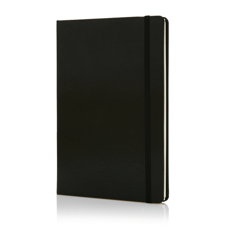 Load image into Gallery viewer, Deluxe hardcover A5 notebook from XD Collection with a sleek black cover, ideal for note-taking and personal journaling.
