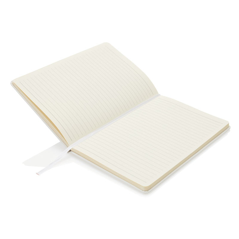 Load image into Gallery viewer, Deluxe hardcover A5 notebook from XD Collection featuring a sleek black cover and silver elastic closure for writing and note-taking.

