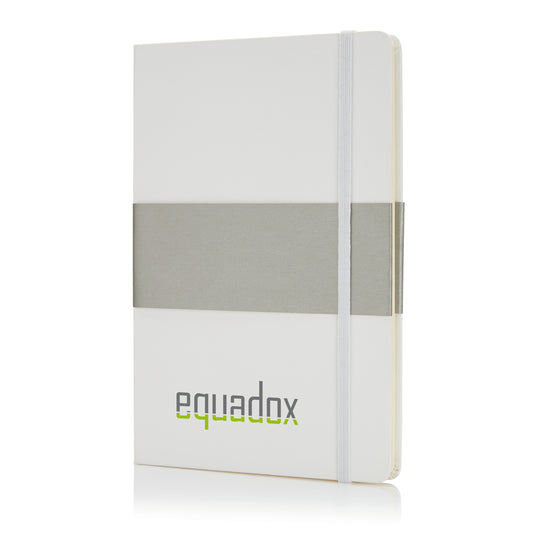 Deluxe hardcover A5 notebook from XD Collection featuring a sleek black cover and gold accents for stylish note-taking.