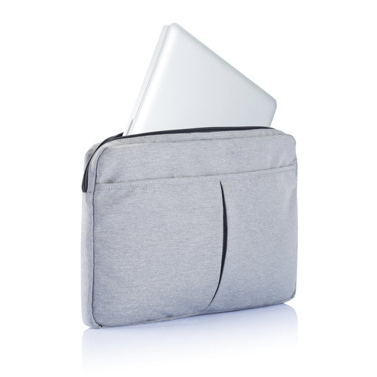Pink 15-inch PVC-free laptop sleeve from XD Collection, made of durable, eco-friendly material, with a snug fit for laptops.
