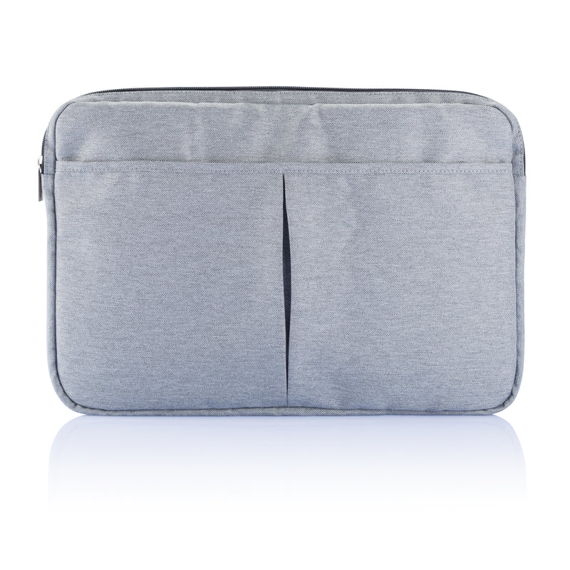 Load image into Gallery viewer, Gray 15-inch PVC-free laptop sleeve from XD Collection, designed for protection and style for bags and travel.
