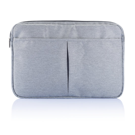 Gray 15-inch PVC-free laptop sleeve from XD Collection, designed for protection and style for bags and travel.
