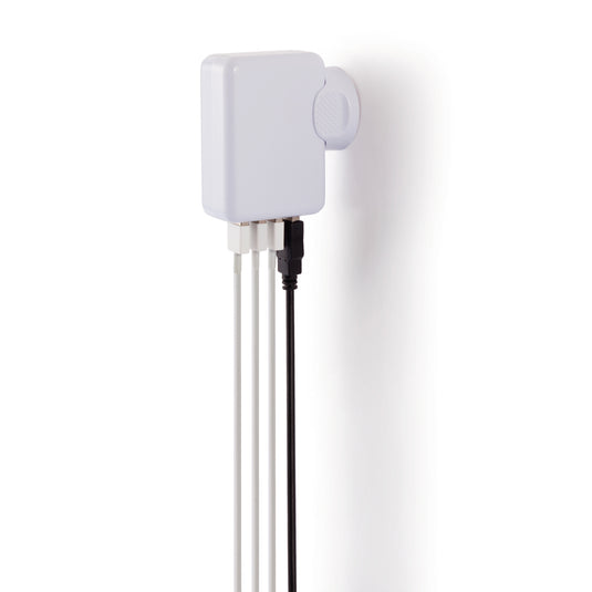 XD Collection travel plug with 4 USB ports, compact phone and tablet charging accessory, featuring multiple USB connections.