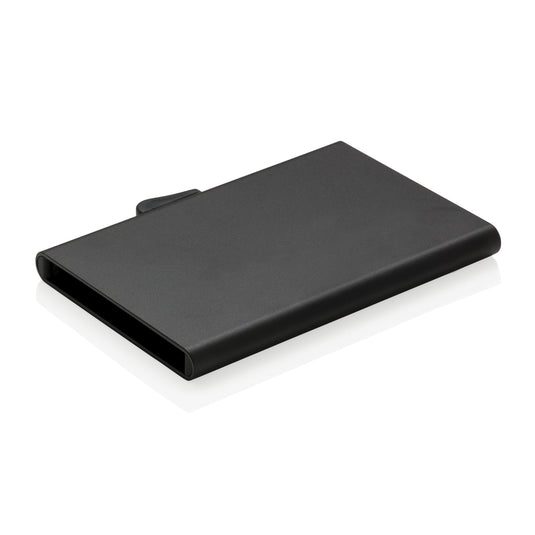 C-Secure aluminium RFID card holder, compact travel accessory with secure card storage for protection against digital theft.