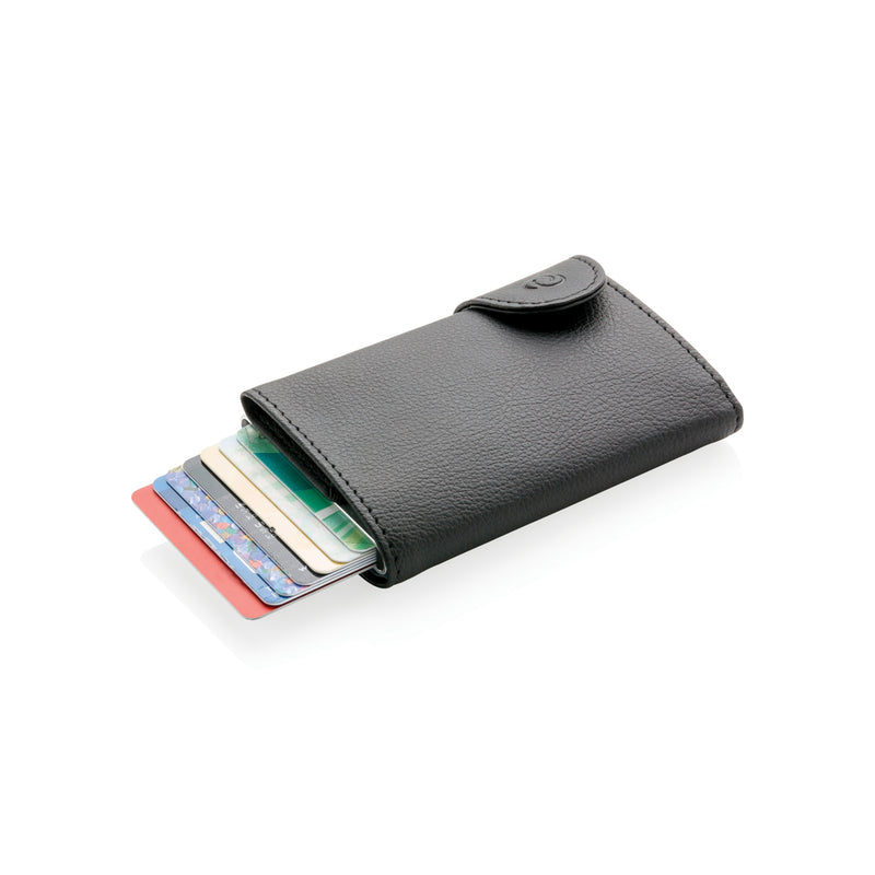 Load image into Gallery viewer, C-Secure RFID card holder wallet made of durable material, with multiple card slots and compact design for secure travel storage.
