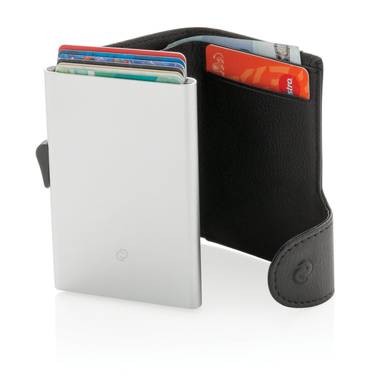 C-Secure RFID card holder and wallet in black, compact travel accessory with multiple card slots and secure RFID blocking features.