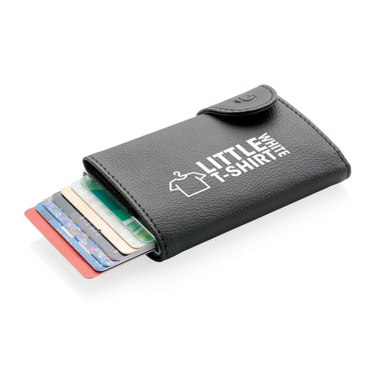 C-Secure RFID card holder and wallet in black, compact design with multiple card slots and secure closure for travel and everyday use.