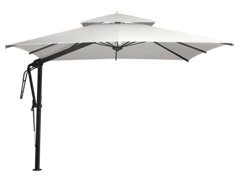 Load image into Gallery viewer, Pagoda 300 x 300cm Cantilever Parasol SET - Custom Wood DesignsFermob Pagoda outdoor cantilever parasol set with antracite and ecru fabric, 300x300cm, providing shade for outdoor spaces.Outdoor Parasol24575177102423White GranitePagoda Base White
